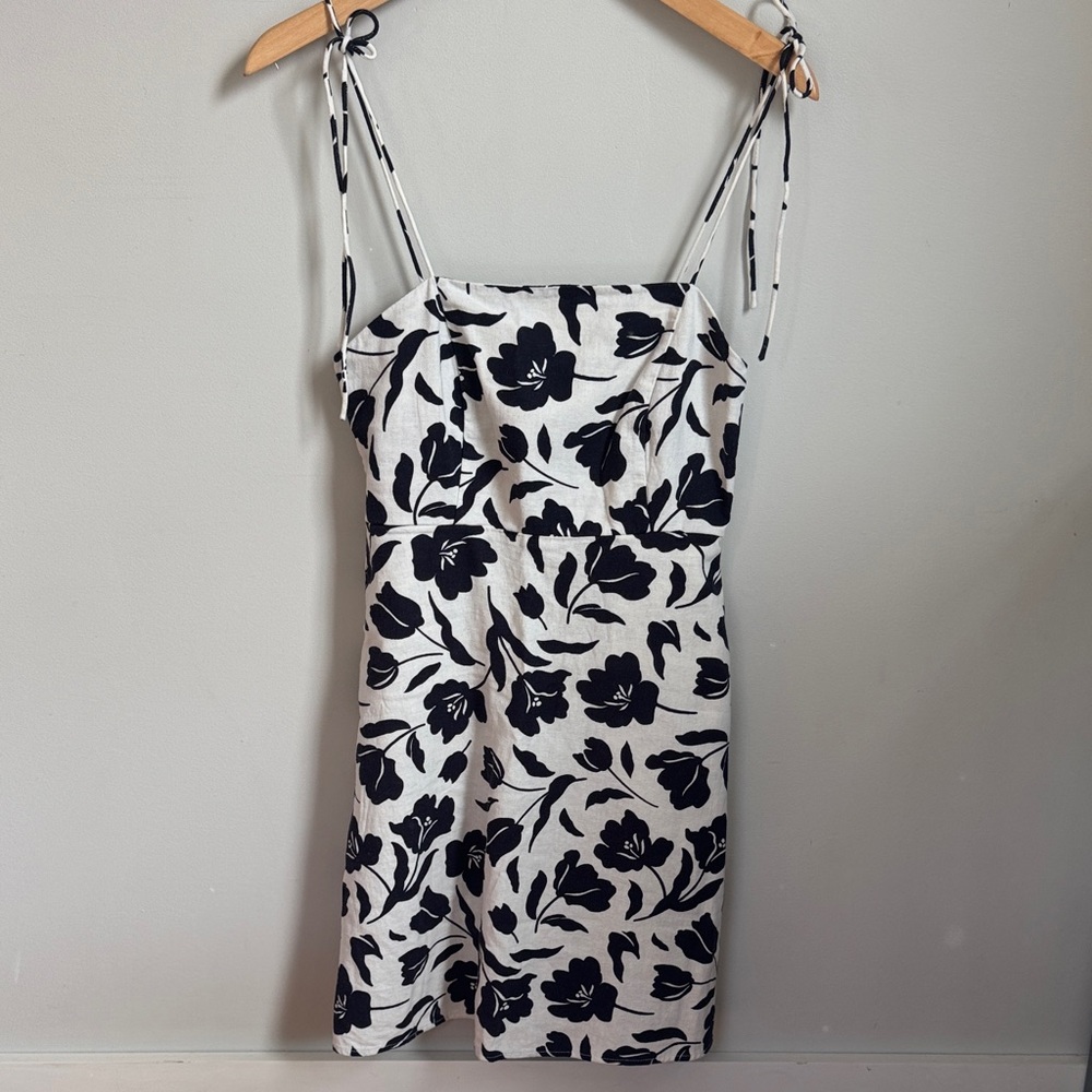 Floral Black and White Women's Dress